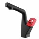 Matte Black&Red 360° Swivel  Pull-out Spout Basin Mixer Tap